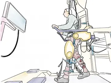 Robot destekli yürüme rehabilitasyonu illüstrasyonu
